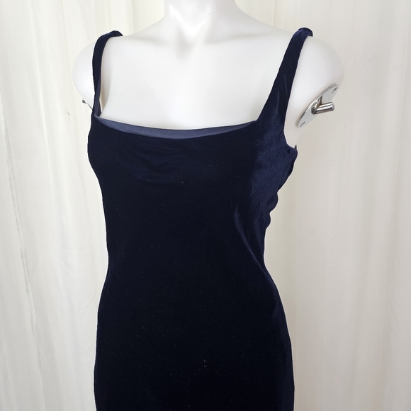 Velasco Andersson Deep Navy Blue Velvet Dress Square Neck Size 8 - Picture 2 of 12